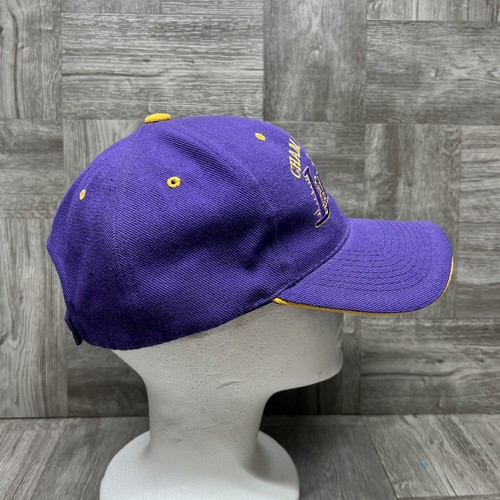 Vintage LA LAKERS 2002 Championship 3-Peat Black Strap Back Hat Purple Kobe Shaq - Picture 6 of 11
