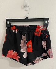 Old Navy Active Go-Dry Lined Black Floral Running Shorts Girls Size 8 Medium