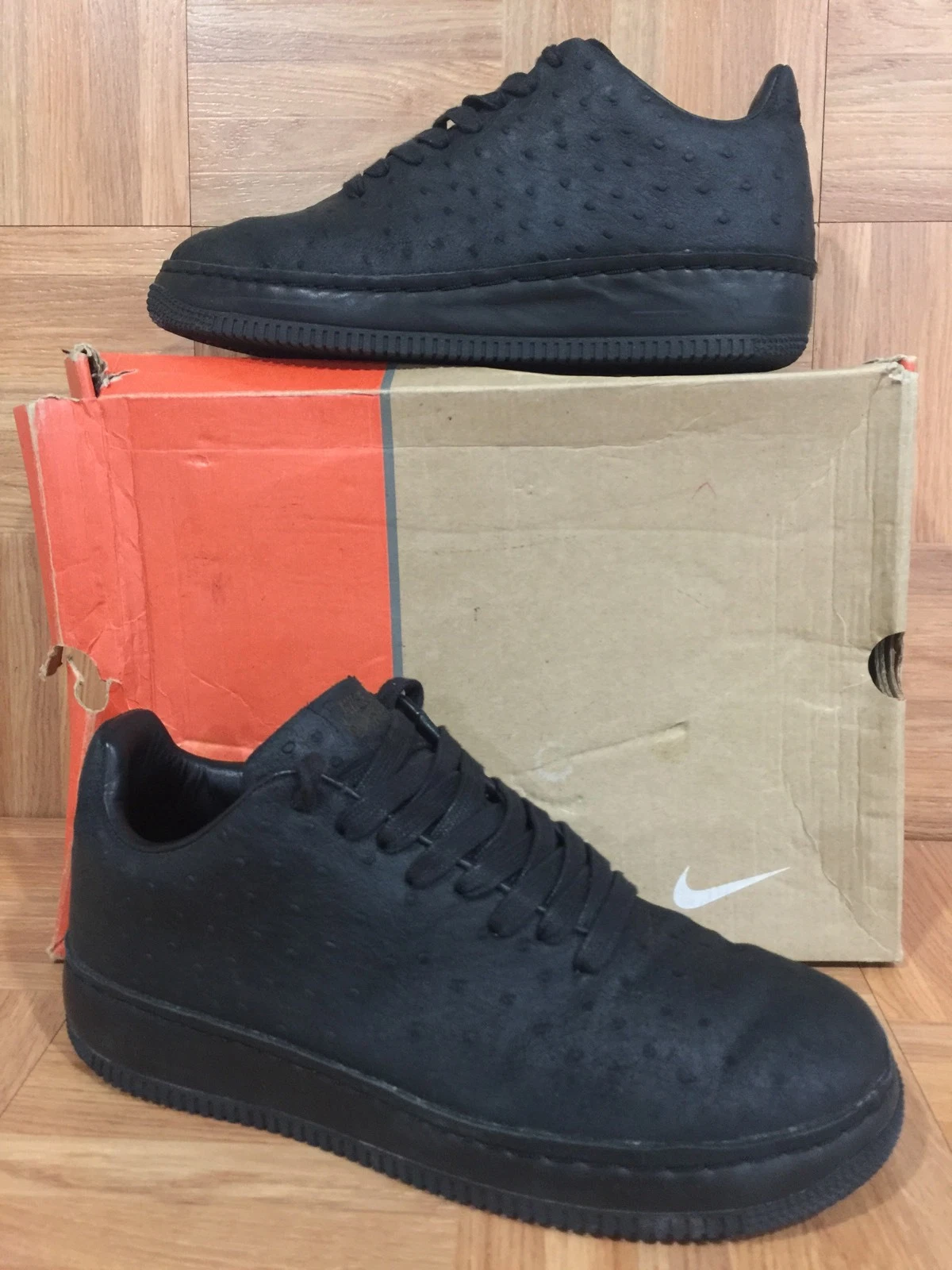 RARE ? Nike Air Force 1 Supreme autruche noire taille 8,5 rétro sans couture 312685 001