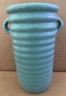 Vintage 1917 ROSEVILLE ART POTTERY Matte Aqua Blue Green Handled Vase RINGS