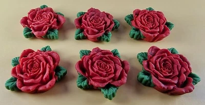 6 x Edible 3D 35mm High Detail Roses icing topper, cake cupcakes decoration T108 - Image 1 of 4