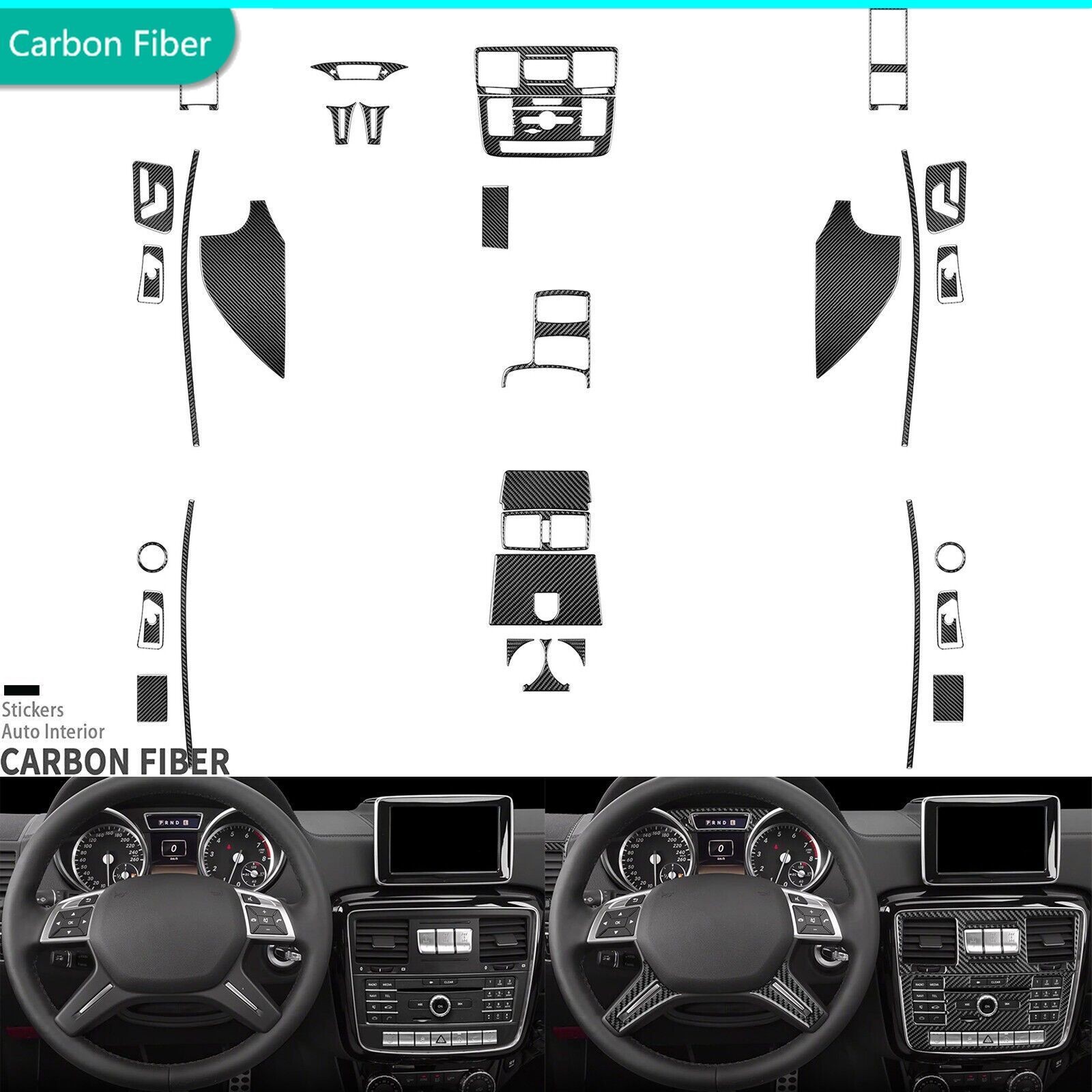 38Pcs Real Carbon Fiber Kits Full Interior Trim For Benz G-Class G63 W463 13-18