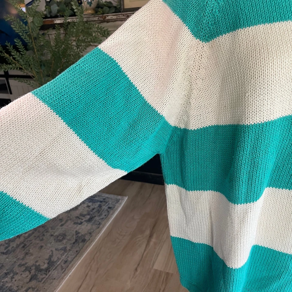 Vintage 90s Streetwear Striped Chunky Ribbed Knit Sweater - Image 2 of 4