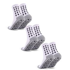 3 Pairs Kids Grip Soccer Socks Cushioned Non Slip Football Medium White-1