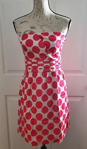 The Limited Ivory Pink Dot Strapless Dress Size 2 $89.90 NEW - Picture 2 of 18