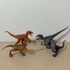 Jurassic World Dinosaurs Lot Of 4 Velociraptor Dilophosaurus Figures Mattel