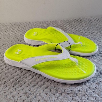 Under Armour Womens Ignite Pro Marbella Sandals White/High Vis Yellow -Size 9M