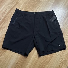 RVCA Men's Kevin Elastic Waist Shorts Size L Black EW Hybrid 17 Unlined