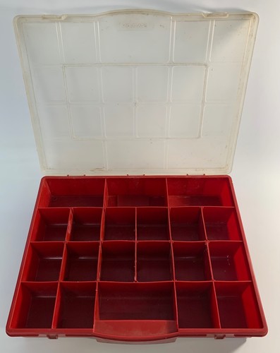 Stack-On 20 Compartment Storage Organizer Box w/ Removable Dividers - Red