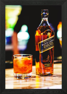 Johnny Walker Black Label Framed Wall Art Poster Canvas Print Picture