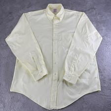 Brooks Brothers Shirt Mens 16.5-35 Yellow Solid Cotton OCBD Ivy Makers USA