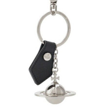 Vivienne Westwood Key Ring DEBBIE 3D ORB Bag Charm Unisex Silver Black Box