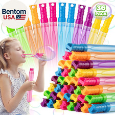 36 Pack Big Bubble Wands Bulk in 6 Colors, Bulk Party Favors for Kids, Ideal for