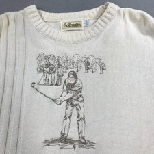 Vintage Golf Sweater Men's Large Crew Neck Cotton Knit 90s USA Made Preppy