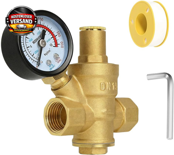 Druckminderer Wasser 1/2 Zoll DN15 Mit Manometer, Wasserdruckminderer Mit Manome-image