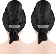 2 Pack Black Microfiber Hair Towel Wrap for Long, Thick, Curly Hair, Super Soft,