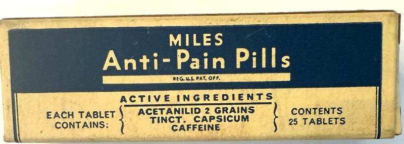 Vintage Quack Medicine Big Pharma Miles Labs  Anti-Pain Pills new old stock.