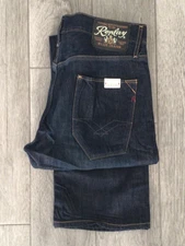 MENS REPLAY BIYLAN COMFORT FIT BOOT CUT JEANS DARK BLUE FADED DENIM W30 - L34