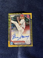 2024 Bowman 1st Chrome Brian Holiday Gold Wave Auto /50