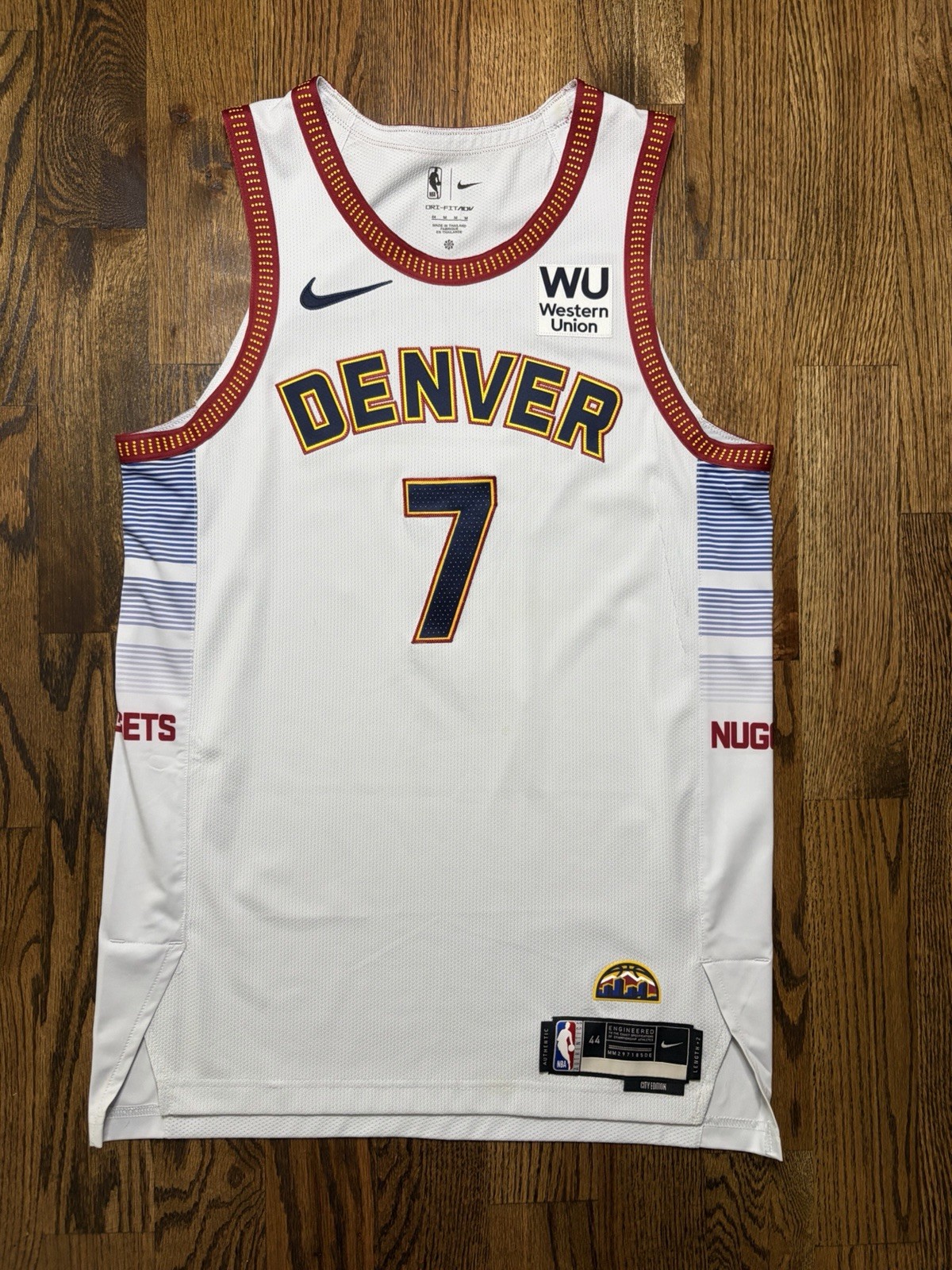 Authentic Reggie Jackson Denver Nuggets 2023 City Edition Jersey Finals M 44 NBA