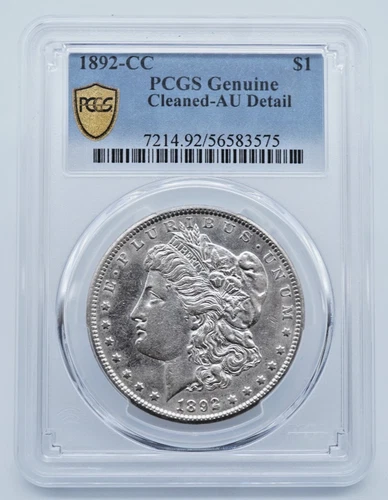 1892-CC Morgan Silver Dollar PCGS Genuine Cleaned AU Detail  - T177