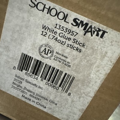 Qty=12: School Smart White Glue Sticks .74oz Item # 1353957