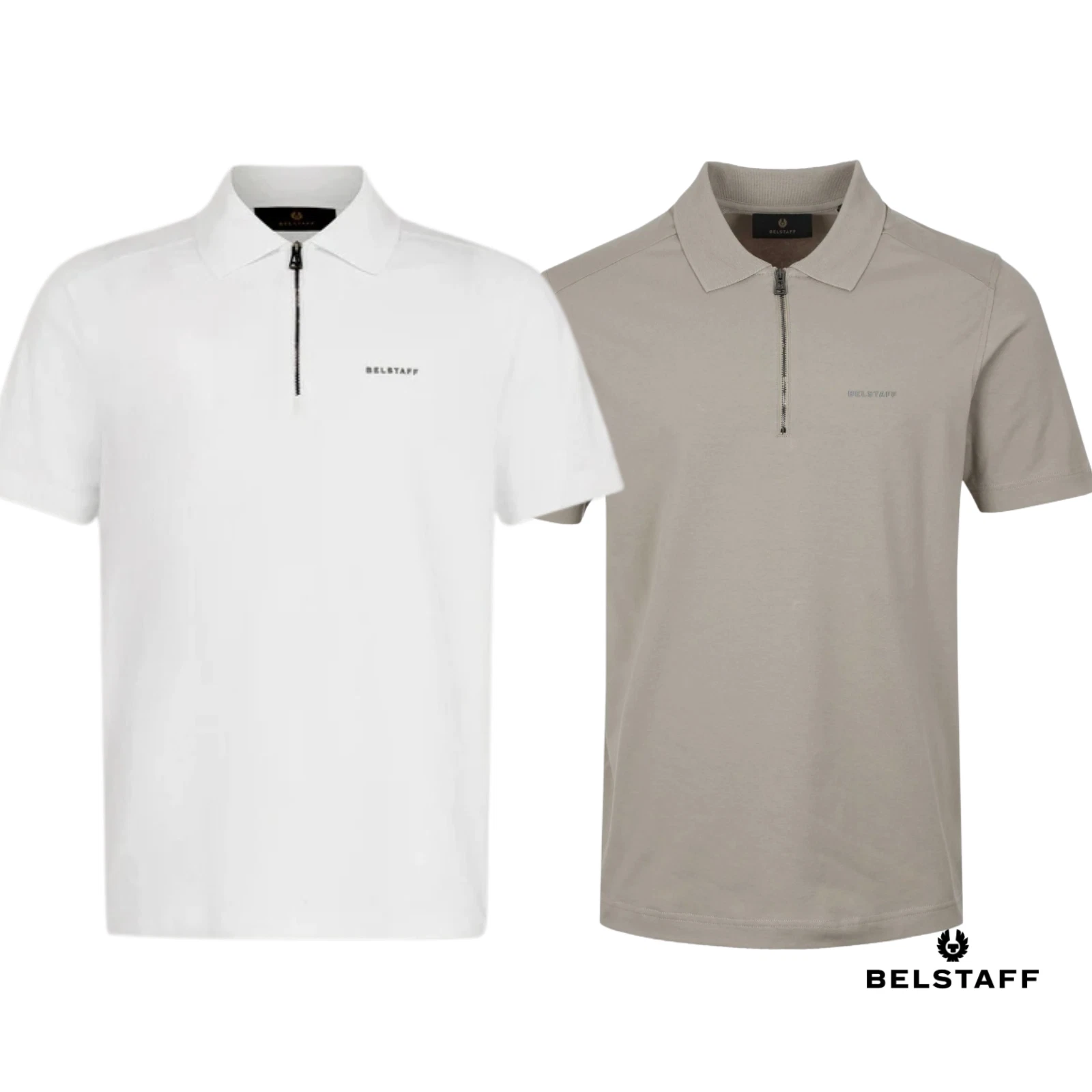 Belstaff Alloy Polo Shirt 1/4 zip half sleeve top rubber logo cotton jersey Tee