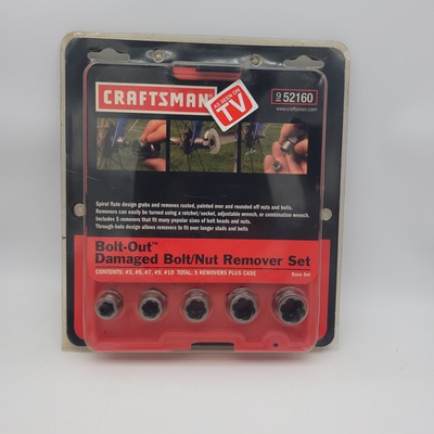 #ad SEARS Craftsman USA NOS 9 52160 Bolt Out Damaged Bolt Nut Remover Extractor Set $27.95
