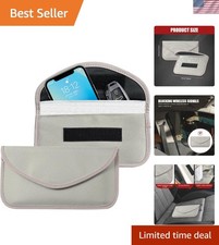 Water-Resistant Silver Faraday Bags - 2PC Signal Blocking Key Phone Shield