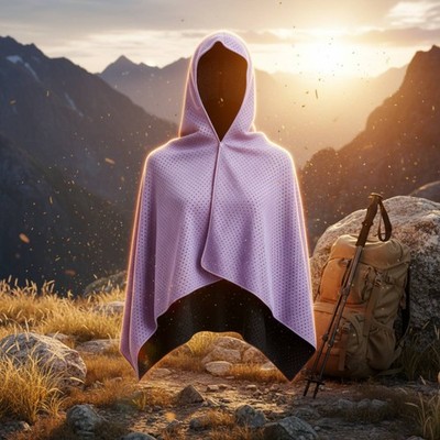 Kapuzen-Sonnenponcho schnelltrocknend leichter Sommerponcho perforiert