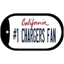 Number 1 Chargers Fan Novelty Metal Dog Tag Necklace 2" x 1"