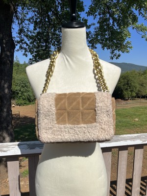 ZARA BEIGE QUILTED LEATHER FLEECE HANDBAG