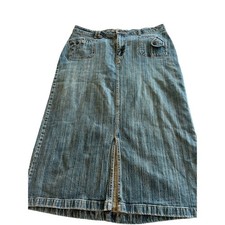 Riders Lee Denim Skirt Size 18 Jean Skirt Front Slit Back Pockets Y2K Western