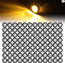 100 Pcs 3/4 Inch Mini Round Clear Lens Amber LED Bullet Shape Side Marker Light