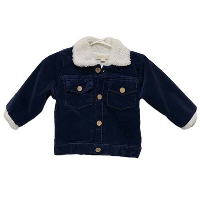 Elegant Baby Boys 9-12 Month Blue Corduroy Jacket Sherpa Trim Button Up