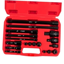 18-Piece Professional Impact Socket Extension Set with 1/4", 3/8" & 1/2" Drive 