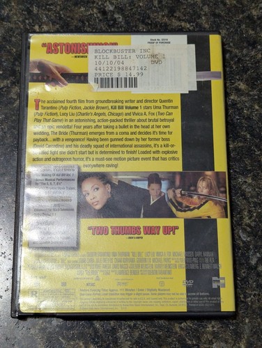 Kill Bill Volume 1 (DVD, Ex Blockbuster Rental, Widescreen, Quentin Tarantino) - Picture 2 of 4