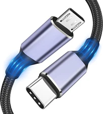 USB C to Micro Cable 3FT，Micro Type C Adapter 3FT, Gray 