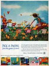 Bell Telephone System COLORFUL PHONES Pick From A Garden Of Colors EASTER BUNNY