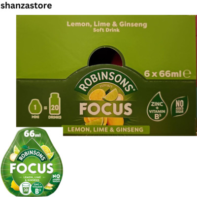 Robinsons Focus Lemon. Lime & Ginseng Drops (66 Ml - View #7
