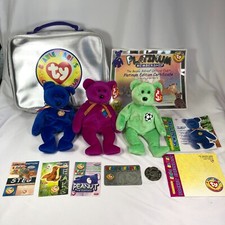 TY Beanie Babies LOT Carrying Case Clubby Millennium Kicks Squealer Coin Cards