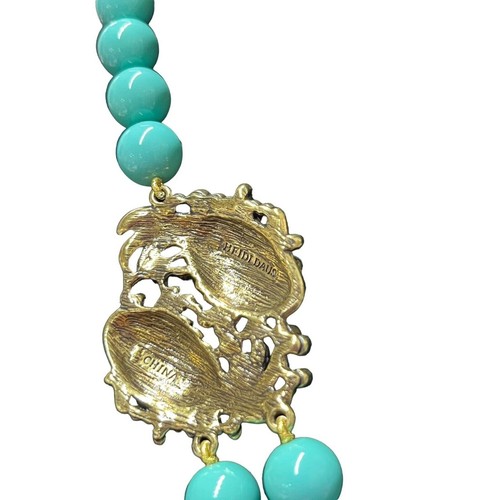 Heidi Daus Koi Fish Necklace Turquoise Colored Beads Swarovski Crystals - Picture 10 of 16