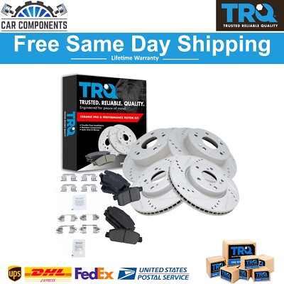 TRQ New Front & Rear Ceramic Brake Pad & Rotor Kit For 2013-2017 Honda Accord