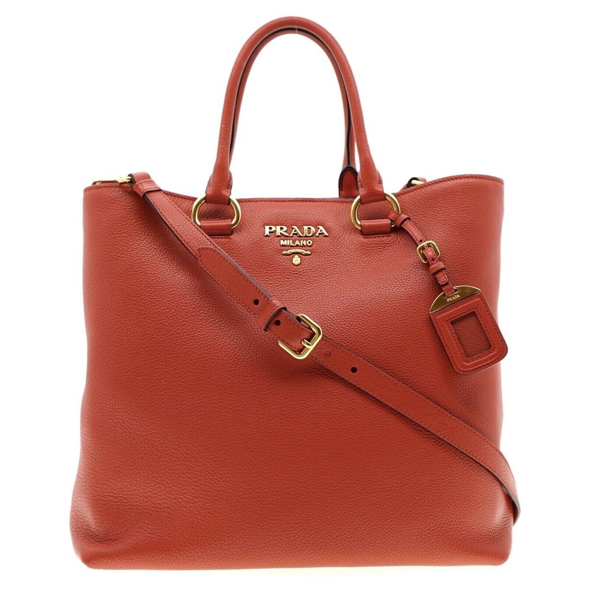 Prada Luxury Tote Large Shoulder Bag Red Leather 1BG865 New | eBay