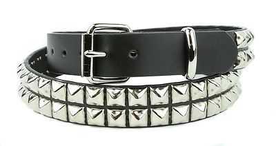 Studded Belt Double Row Punk Gothic Genuine Leather Heavy Duty