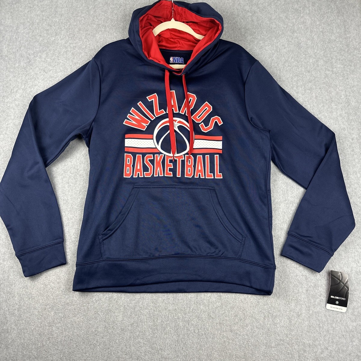 Washington Wizards Hoodie Mens M Blue NBA Store Performance BBALL  Sweatshirt NWT