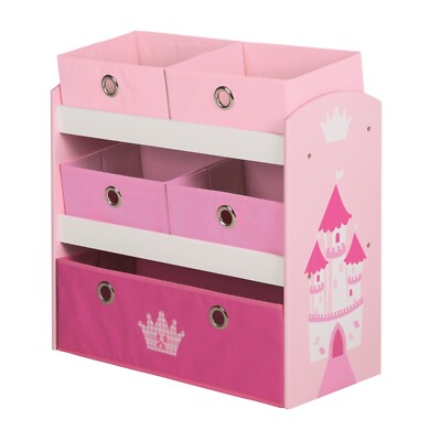 Roba Kids Spielregal mit Stoffboxen Krone rosa  TOP