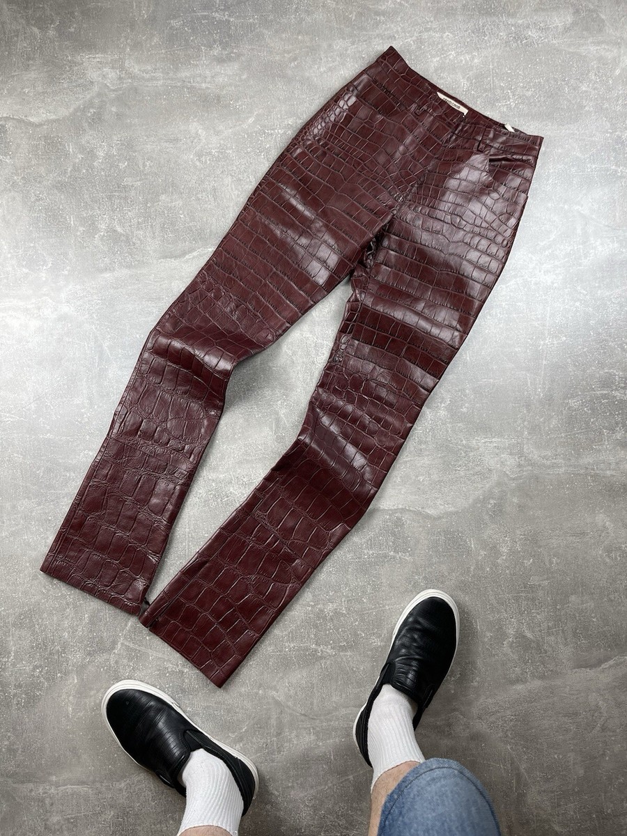 Roberto Cavalli Runway New! Burgundy Croc-Embossed Leather