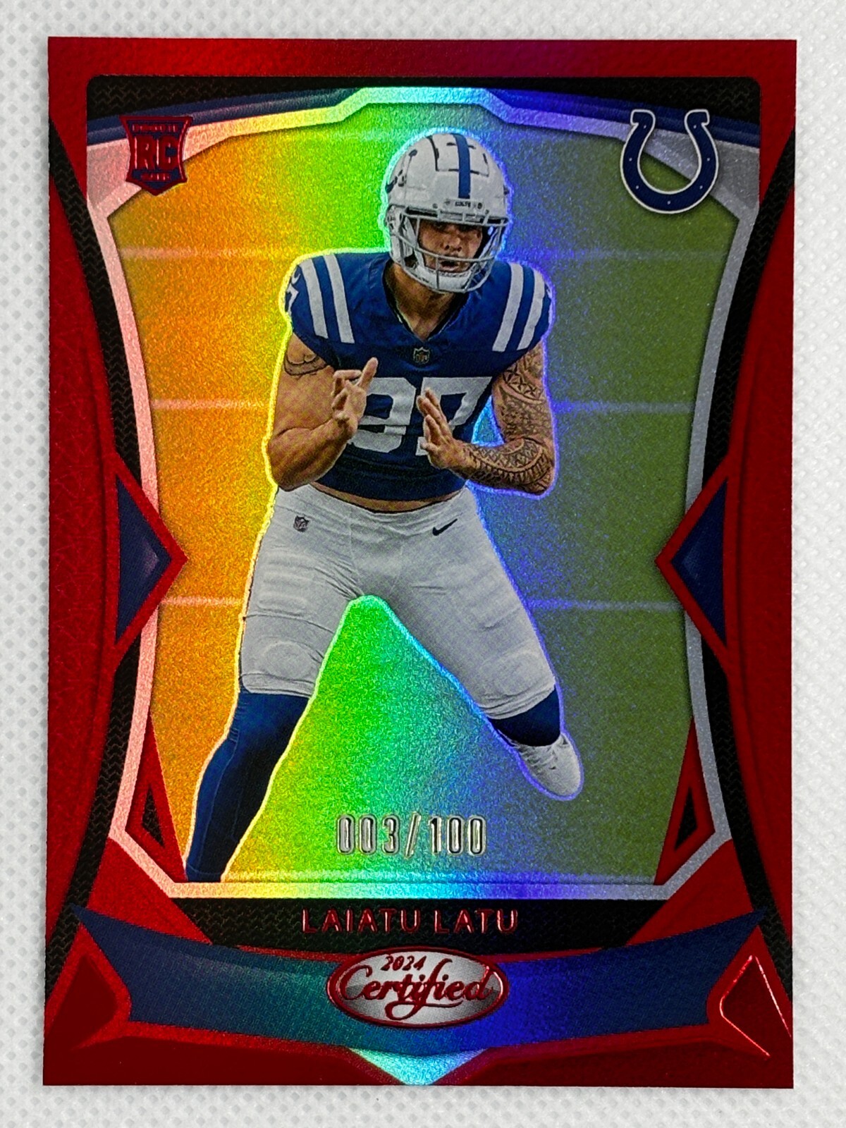 2024 Panini Certified - Laiatu Latu Red Mirror RC 003/100 #111