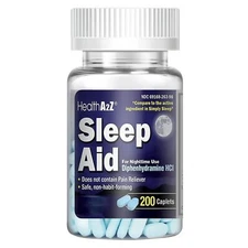 Sleep Aid 200 Caplets | Diphenhydramine HCl 25mg | Regular Strength Sleeping Pil